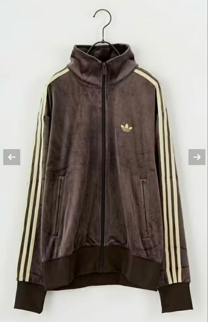 adidas Originalsブラウン ジップアップジャケット　ベロア　XS