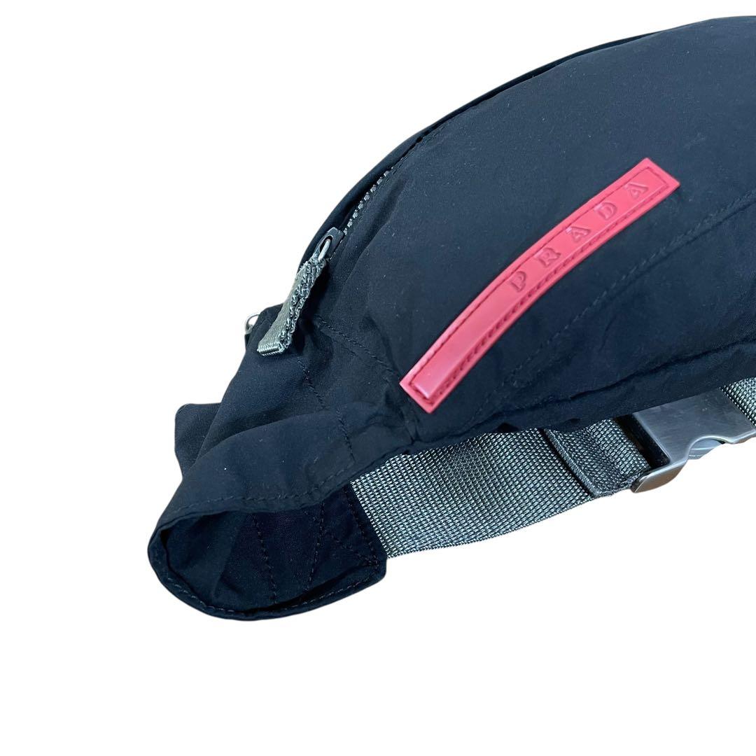 プラダスポーツ　ウエストポーチ　4VA107 ナイロン　黒　ロゴプレート