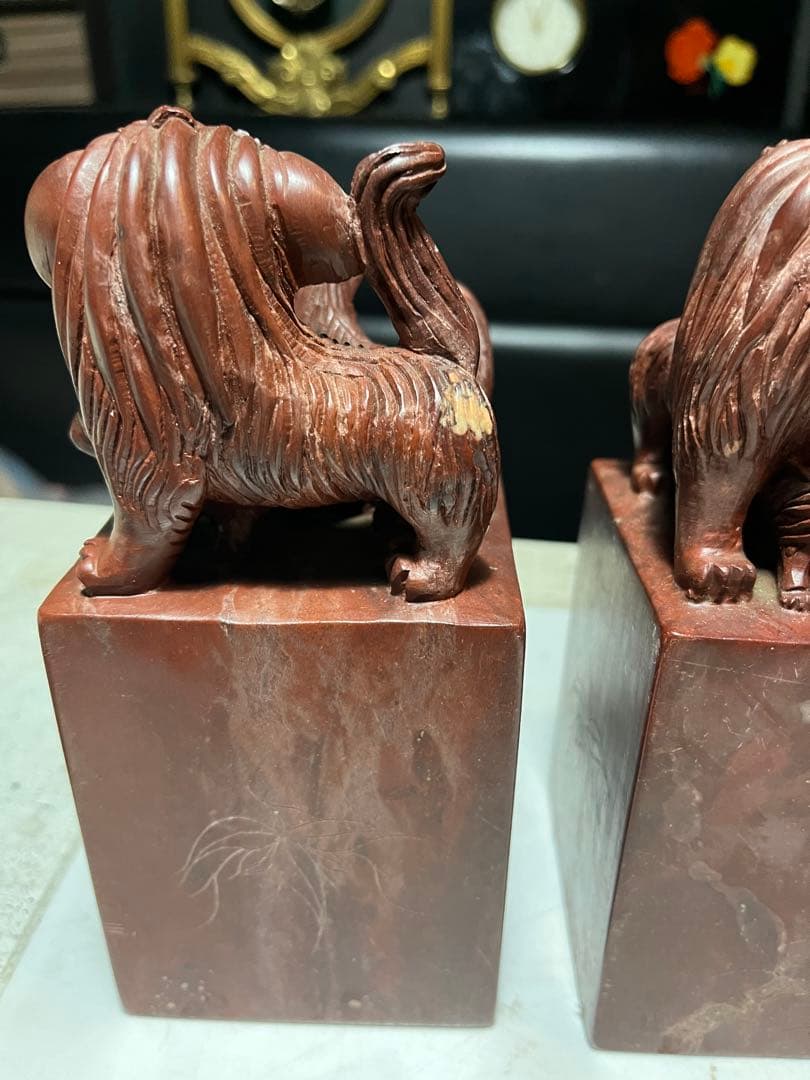 狛犬、獅子、中国狛犬、寿山石彫刻、狛犬彫刻、石材狛犬