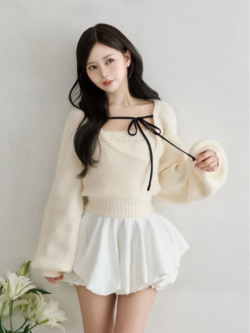 darich アシメレイヤードニットトップス