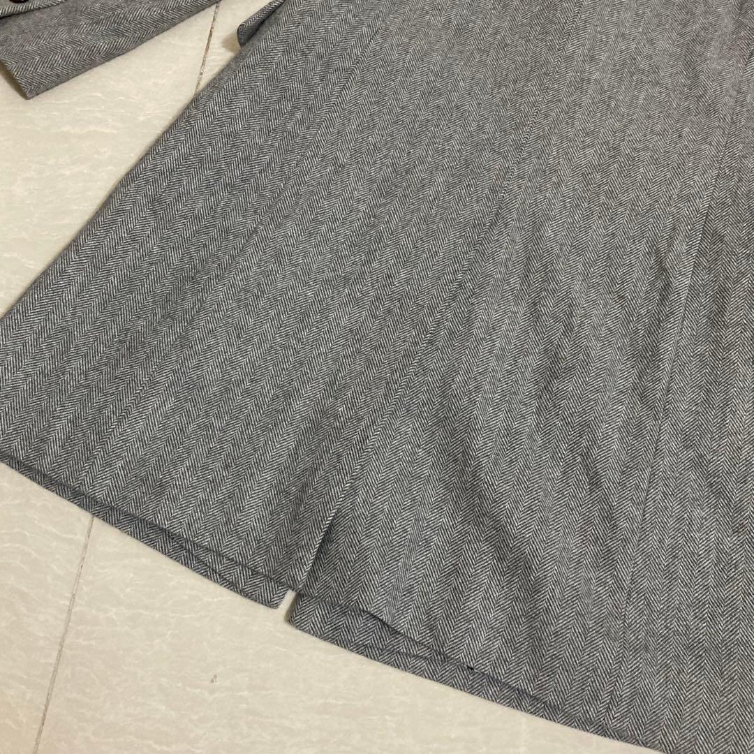 アクアスキュータム　ウールコート　ヘリンボーン　8　アンゴラ混