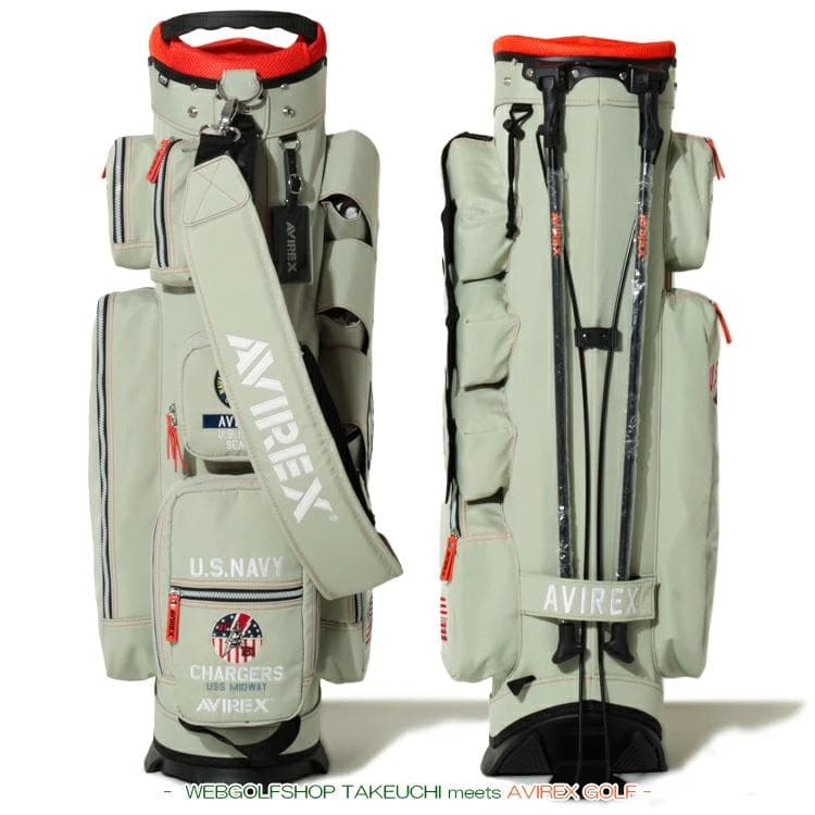 新品 AVIREX アヴィレックスゴルフ スタンド キャディバッグ モスグリーン