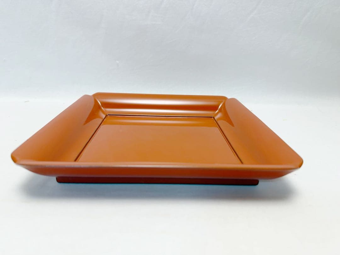 未使用 茶道具 塗師 助田宗明作 木製 朱塗 若狭盆 干菓子器 共箱