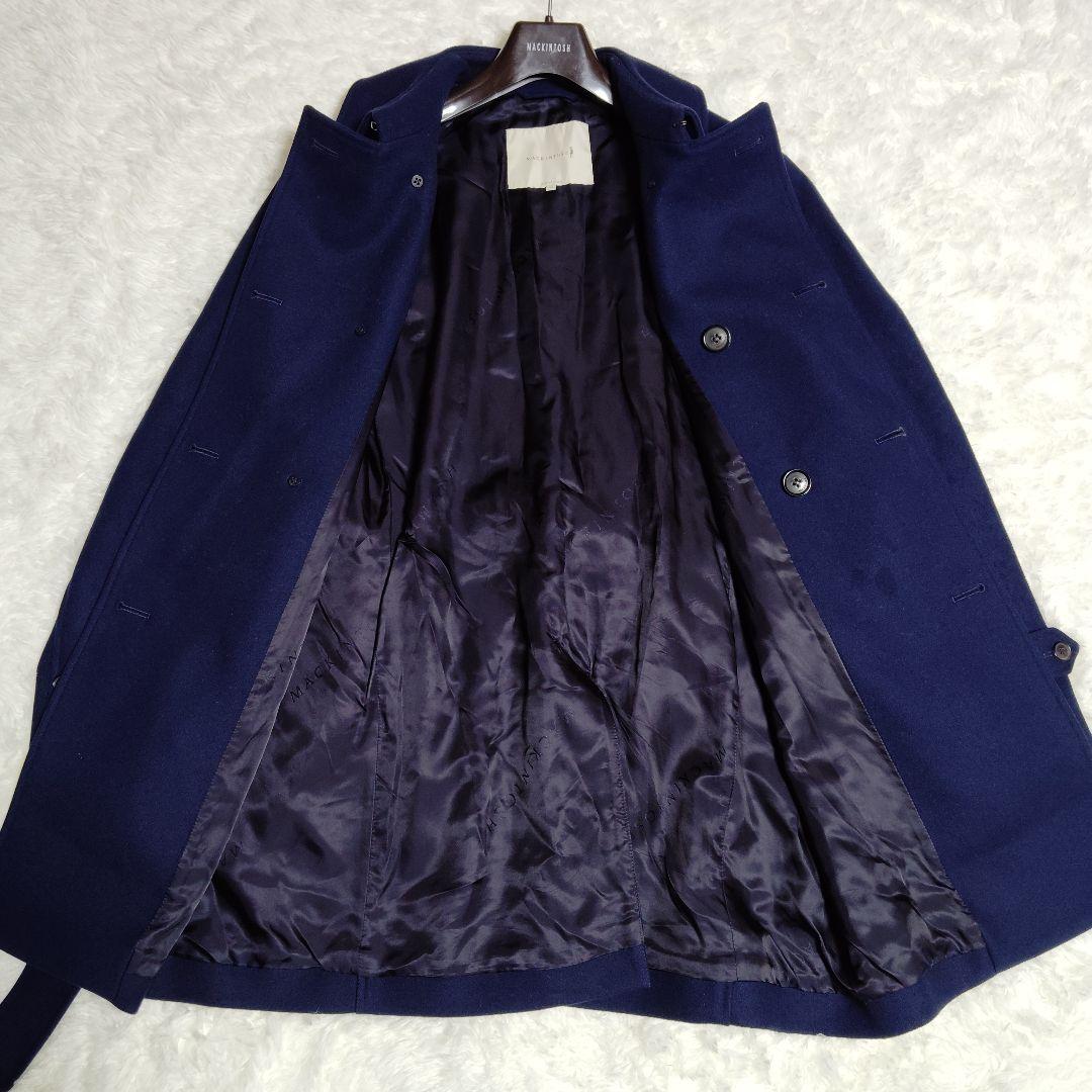 美品 マッキントッシュ メルトンコート ウール 40 XL 紺 ベルト