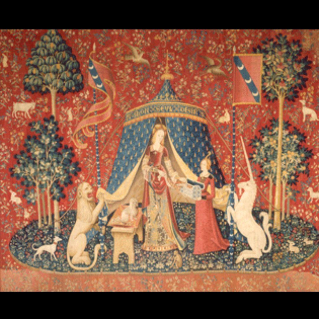 【フィリップ・デズリエ】リモージュ×「貴婦人と一角獣」長角皿