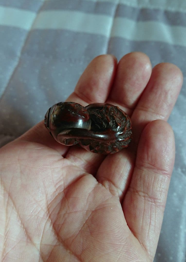 江戸 根付 傷み三茄子 木彫 木製 彫刻