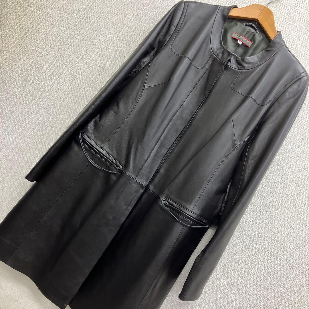 ⭐*☆様 新品　m/m ビノン　羊革　軽量　レザー　ノーカラーコート　ジャケット