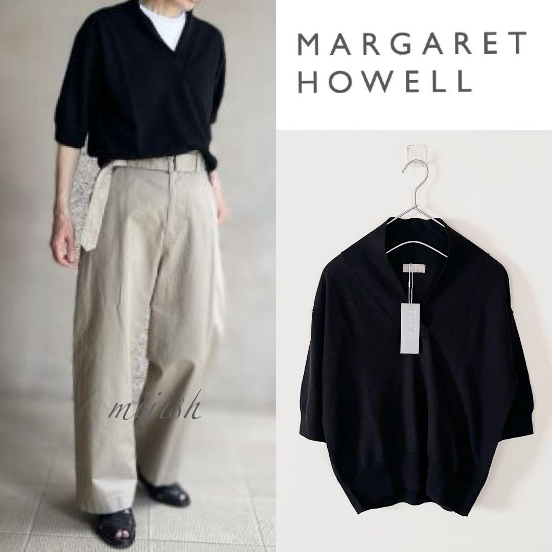 新品タグ付 マーガレットハウエル コットンリネンショールカラーニット2.9万
