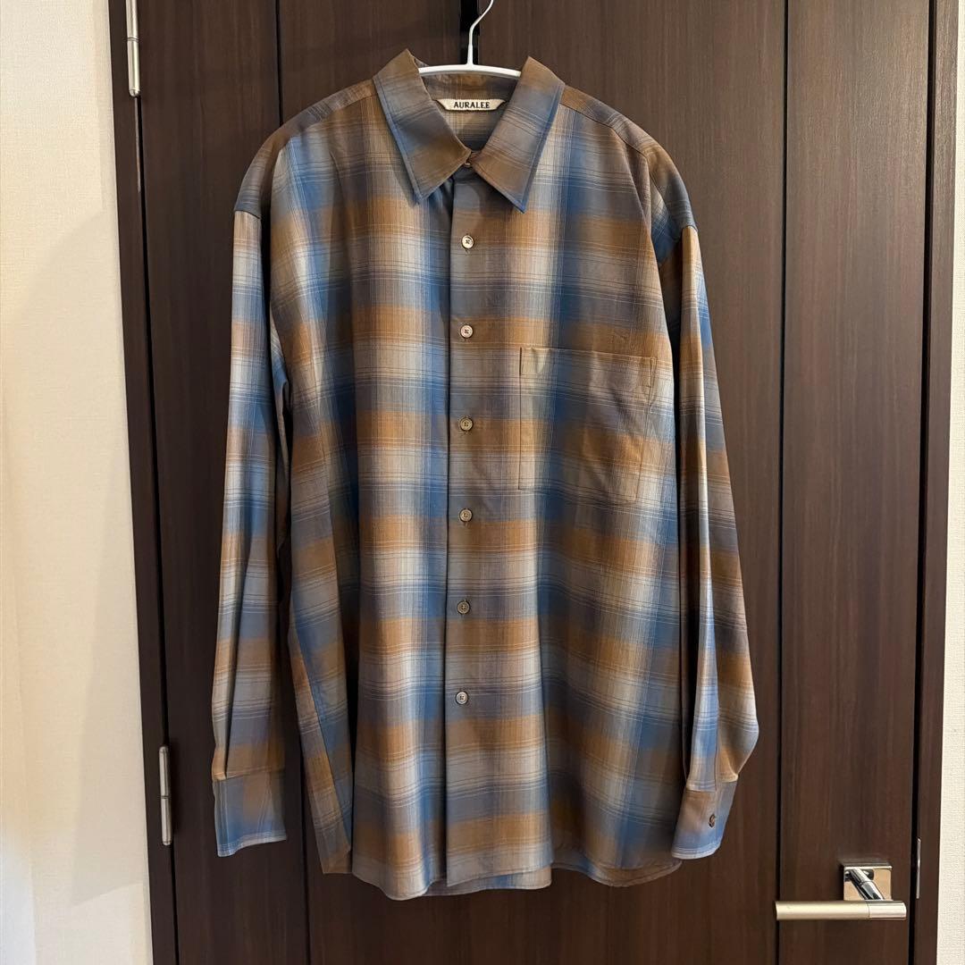 トップス AURALEE SUPER LIGHT WOOL CHECK SHIRTS 4