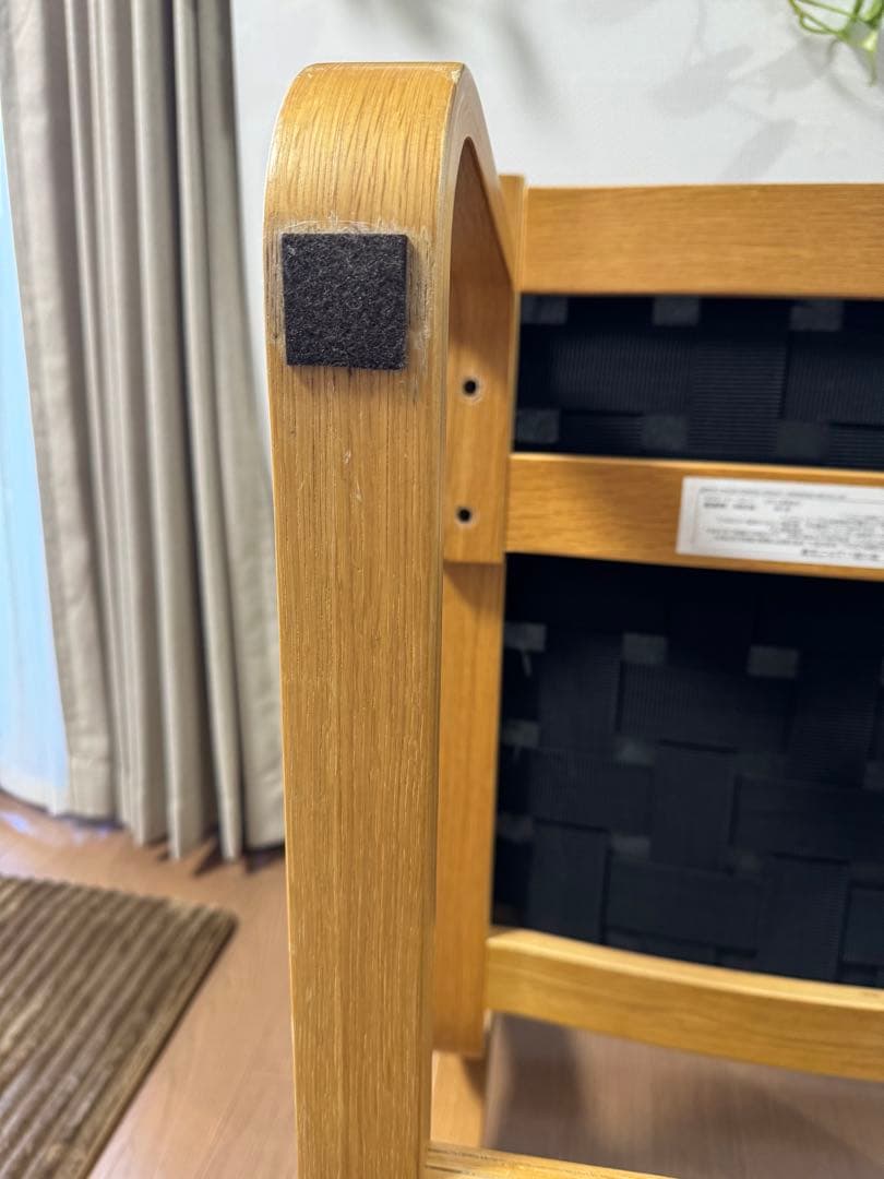 無印良品・オーク材・リビングでもダイニングでもつかえるソファチェア　カバー付き