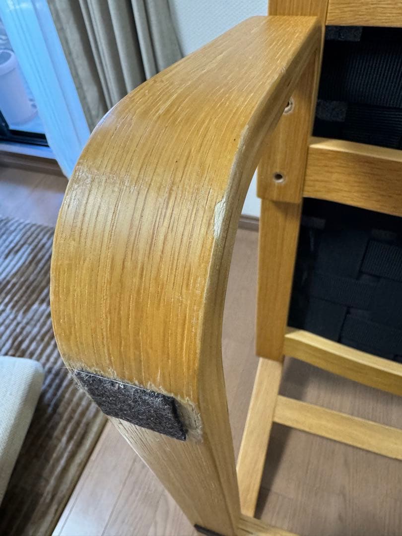 無印良品・オーク材・リビングでもダイニングでもつかえるソファチェア　カバー付き