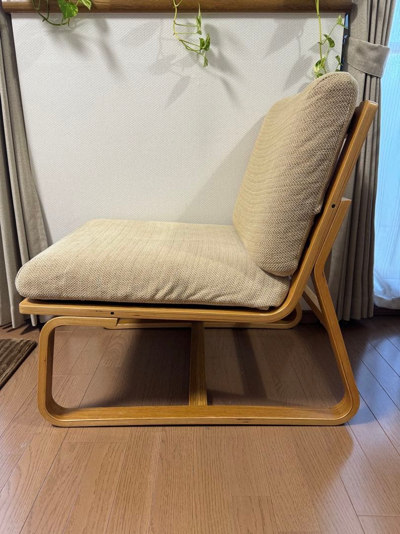 無印良品・オーク材・リビングでもダイニングでもつかえるソファチェア　カバー付き
