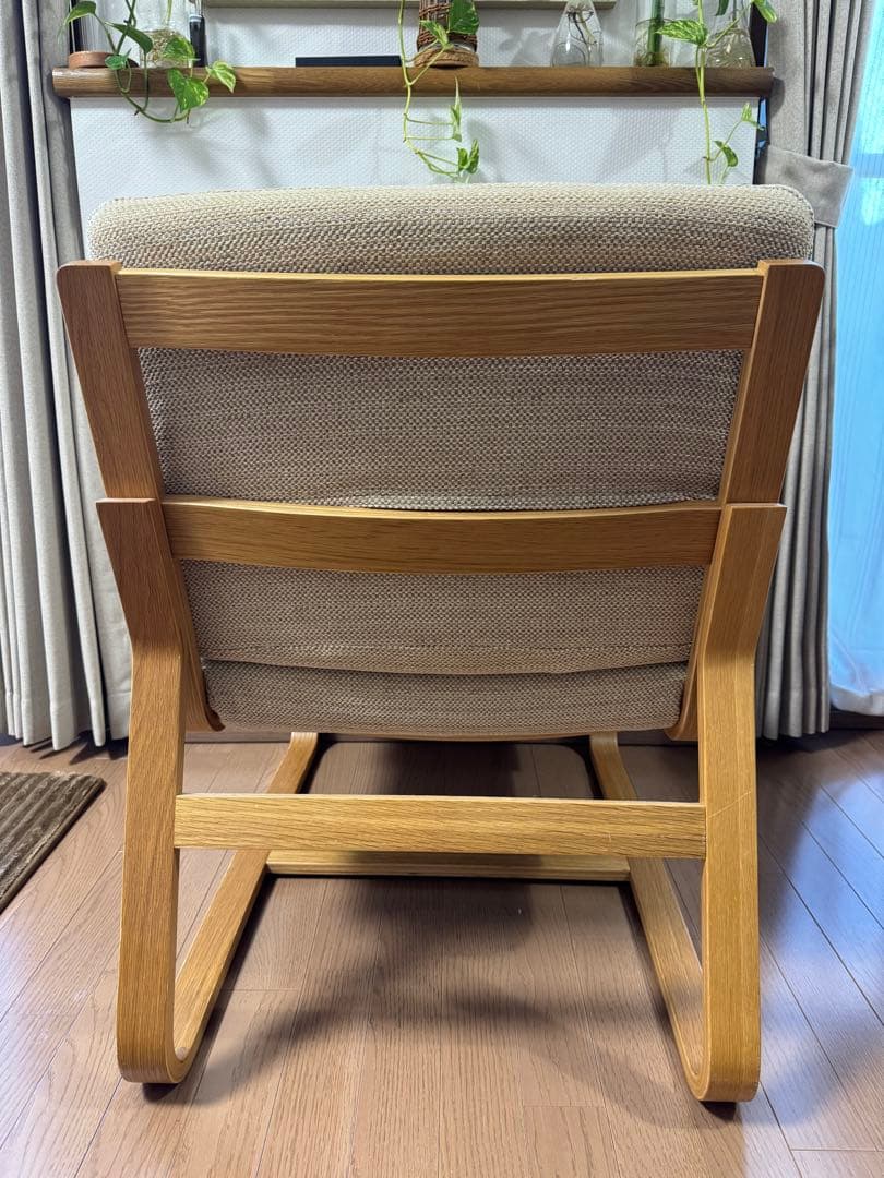 無印良品・オーク材・リビングでもダイニングでもつかえるソファチェア　カバー付き