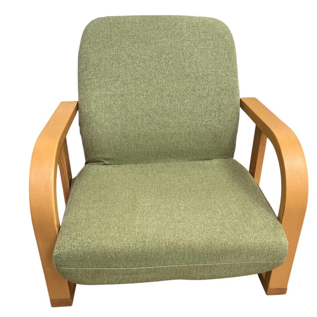 【美品】ニトリ　緑色 布製リクライニングチェア　高座椅子　折りたたみ