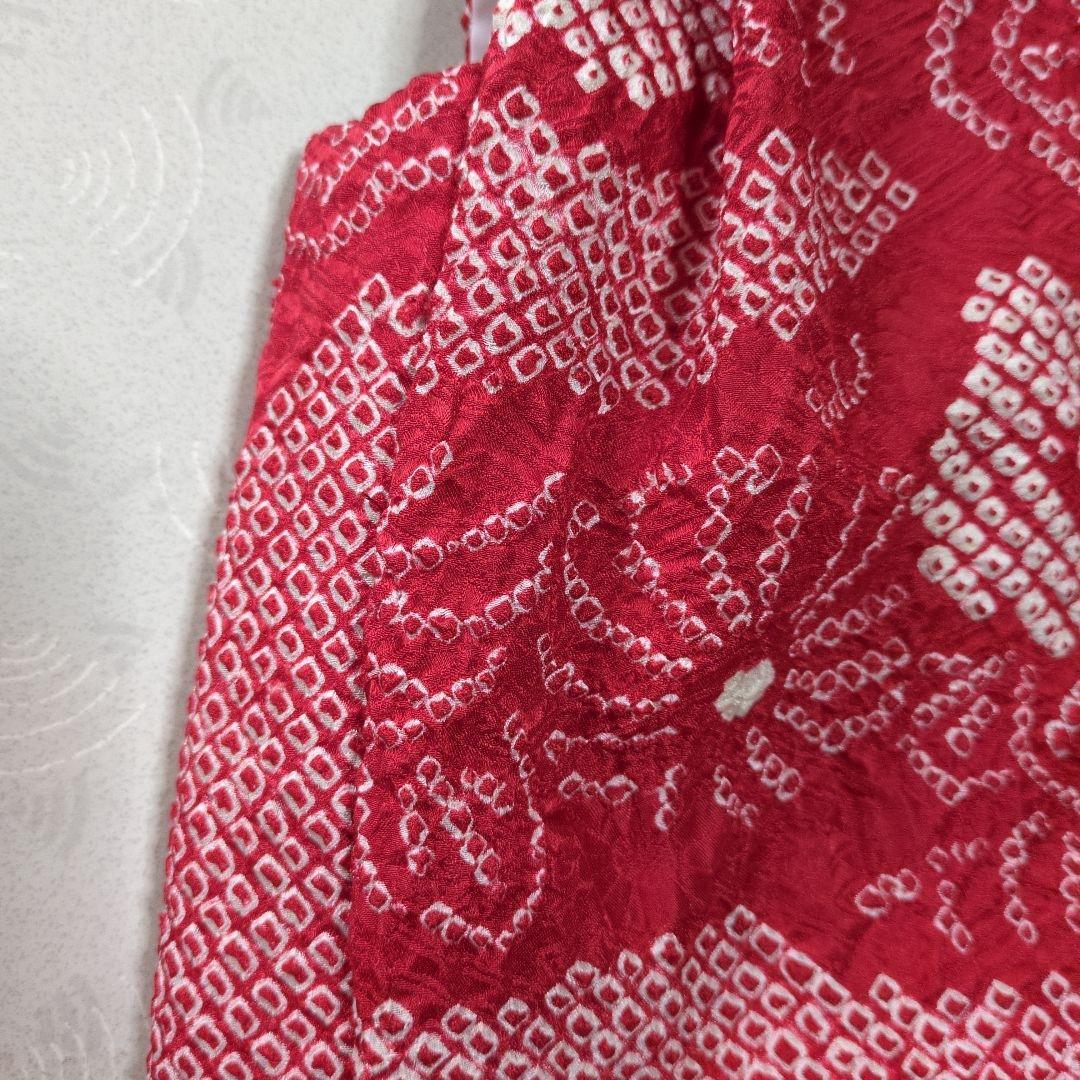 七五三３歳正絹総絞り手縫いの被布（中綿無し）赤色花柄