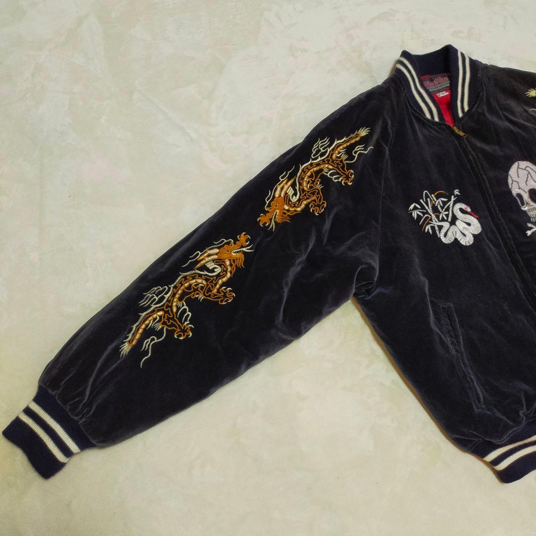 90S　別珍　SHOOT ONE　ドクロ刺繍　スカジャン　Мサイズ