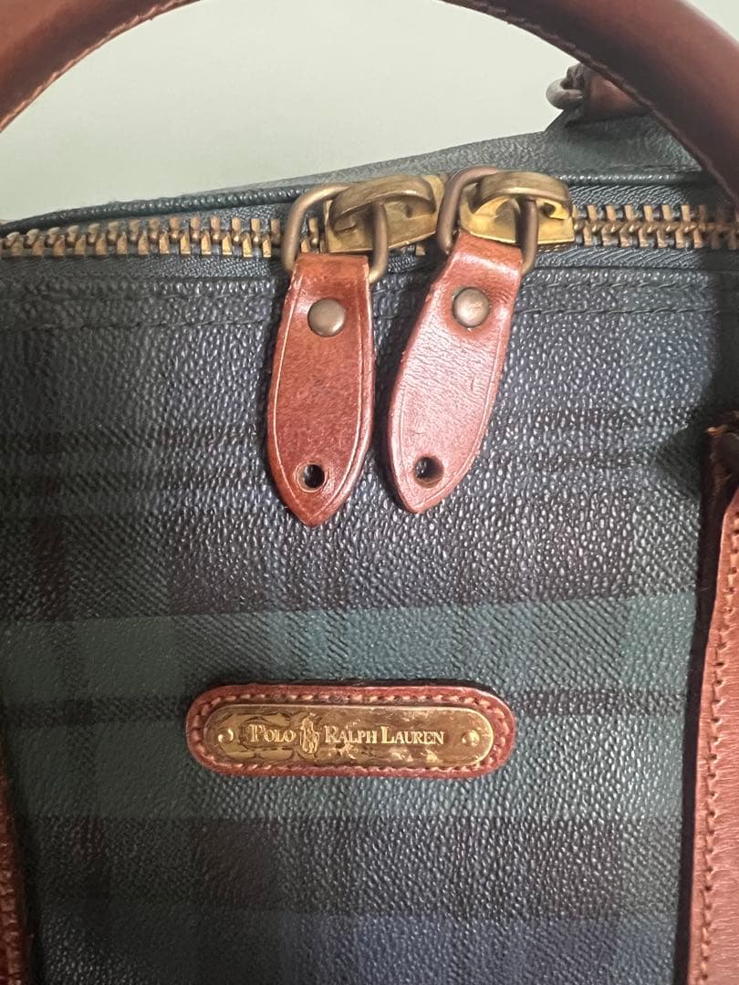 POLO RALPH LAUREN ダークグリーンチェック ボストンバッグ