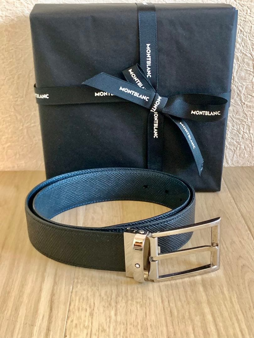 モンブラン　リバーシブルベルト　黒/青