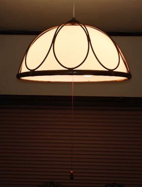 ラタン 電気傘 シーリングライト 天井照明 籐 木製 アンティーク 昭和レトロ