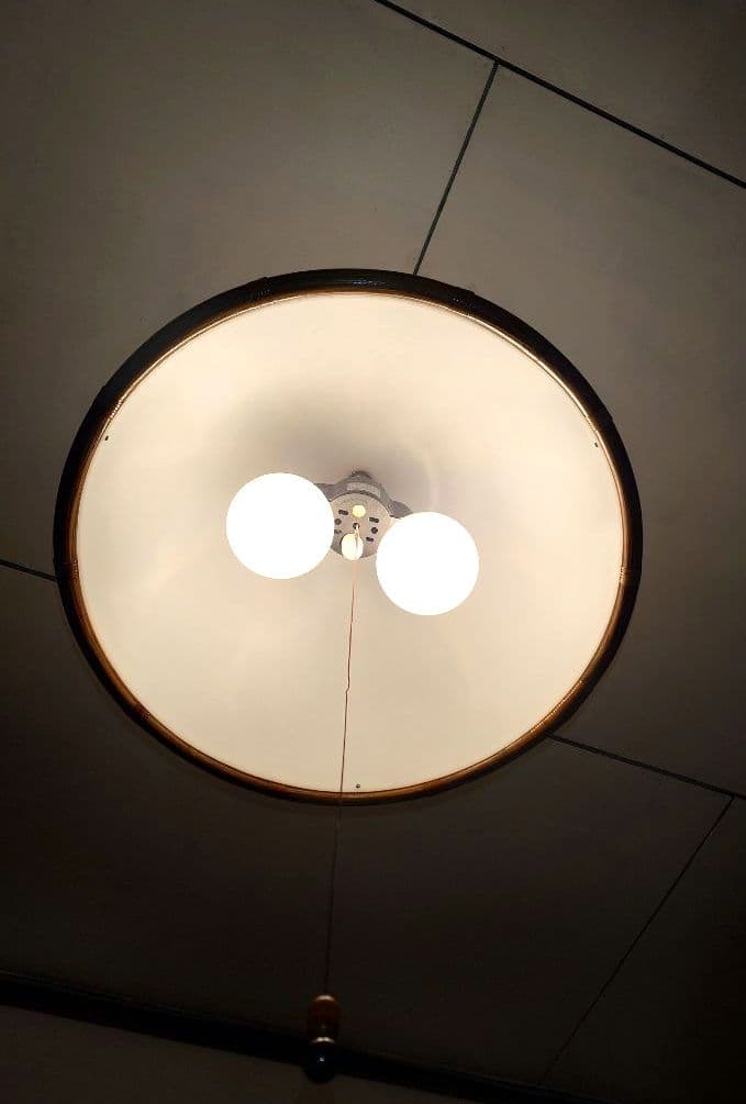 ラタン 電気傘 シーリングライト 天井照明 籐 木製 アンティーク 昭和レトロ