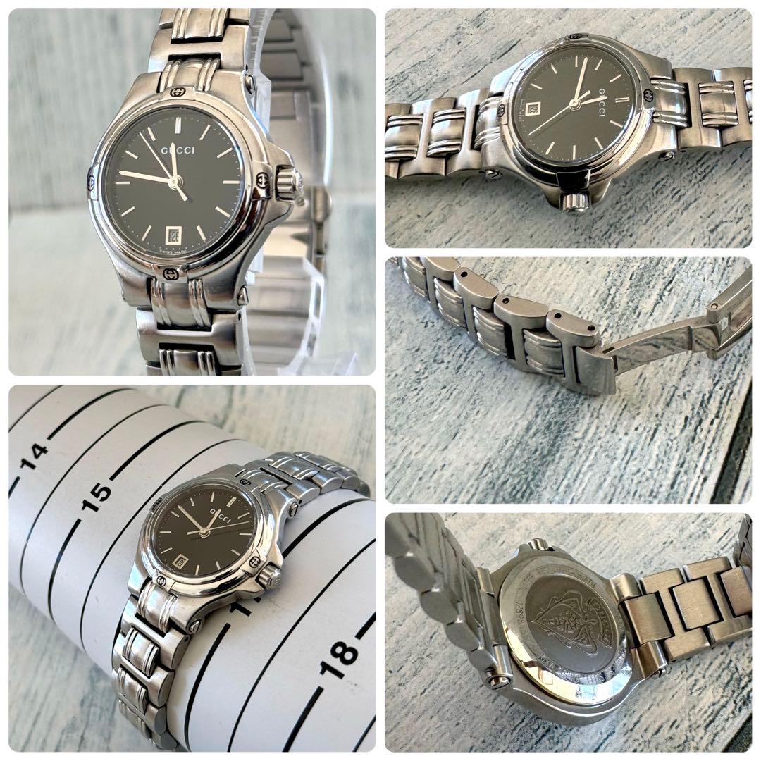 【電池交換済】グッチ GUCCI 腕時計 9040L レディース シルバー 黒