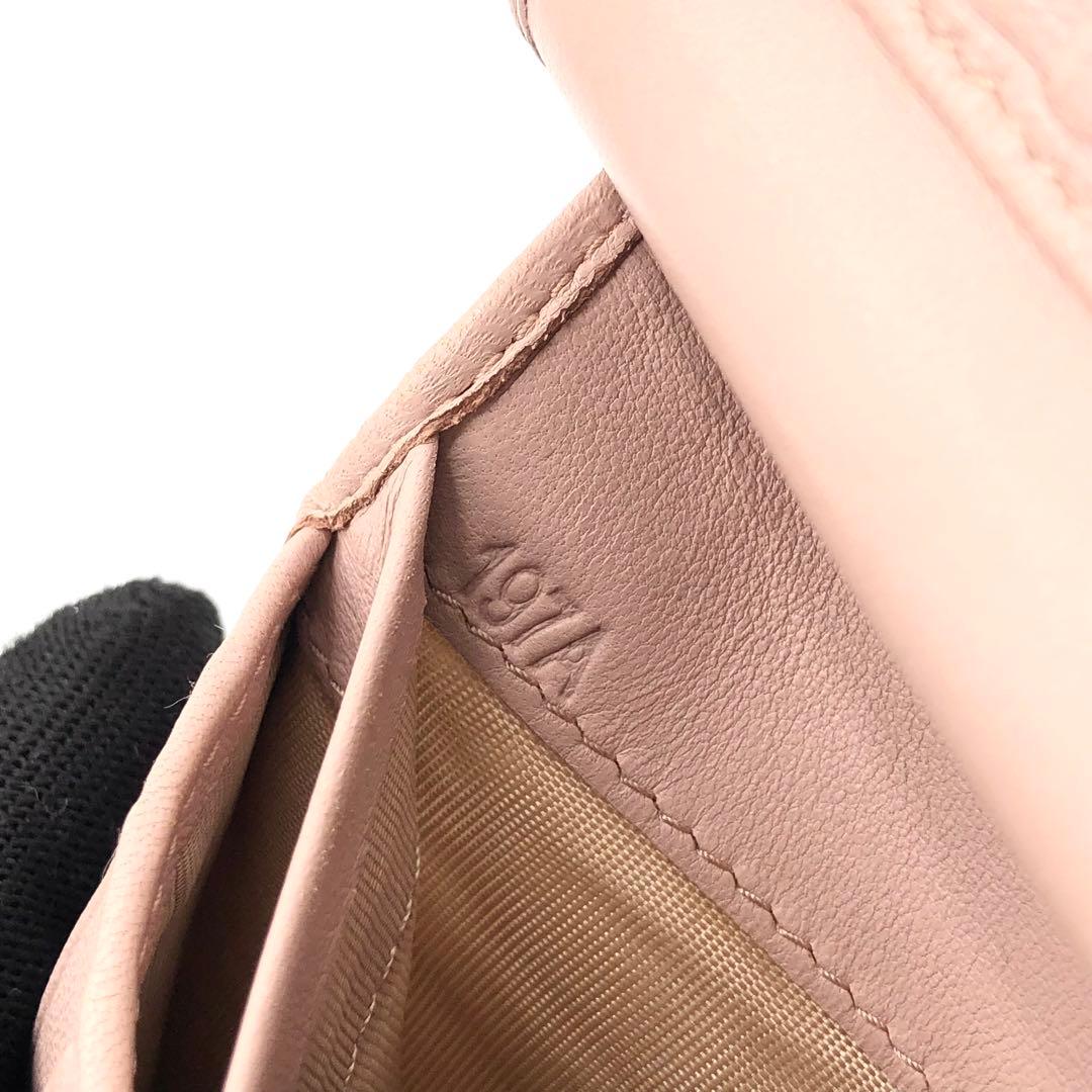 ミュウミュウ マテラッセ 折り財布 クリスタル ビジュー ピンク レザー