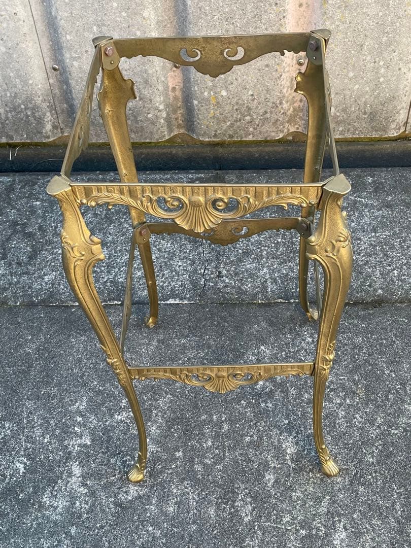 イタリア製/飾り棚/花台/大理石/グリーンオニキス/ロココ調/猫脚/2段