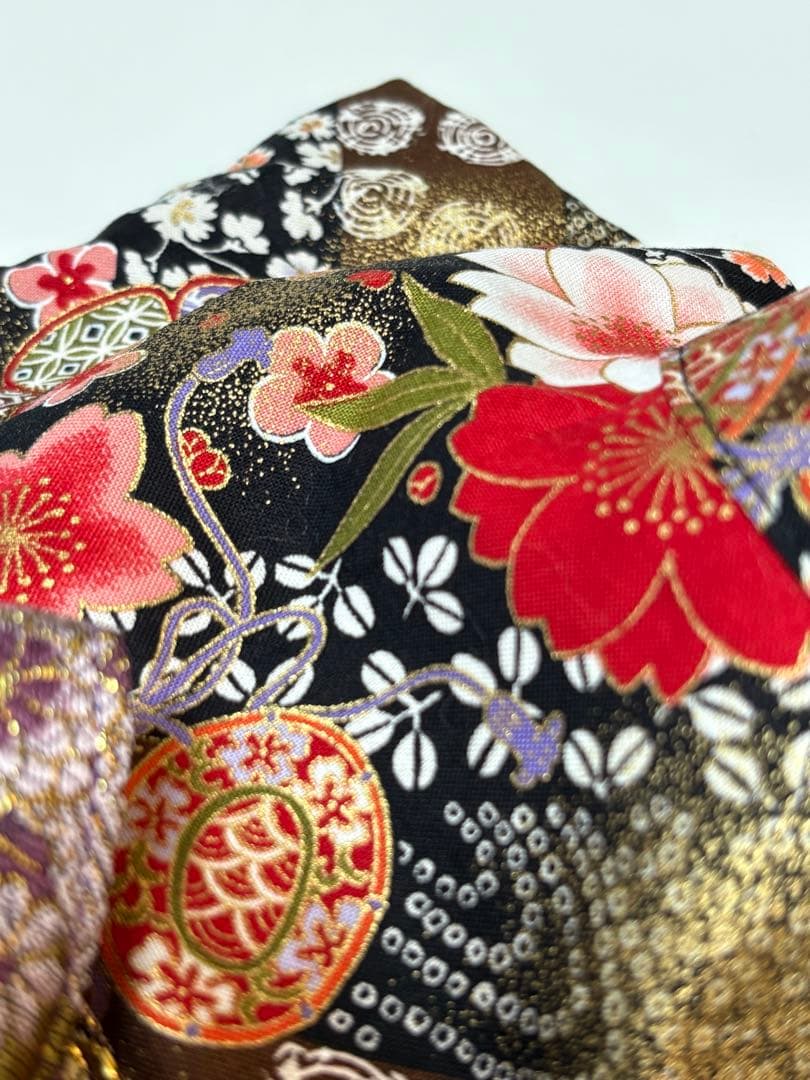 ★新作★完成品☆犬服☆つまみ細工帯飾り付き 犬用着物Sサイズ 女の子和柄ブラック