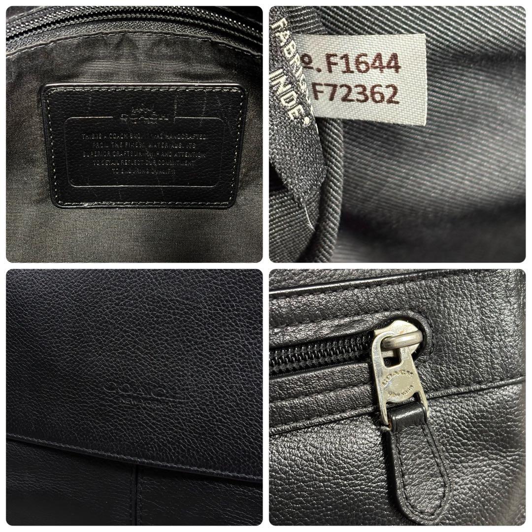 えびふらいCOACH チャールズ メッセンジャーバッグ シボ革黒 A4