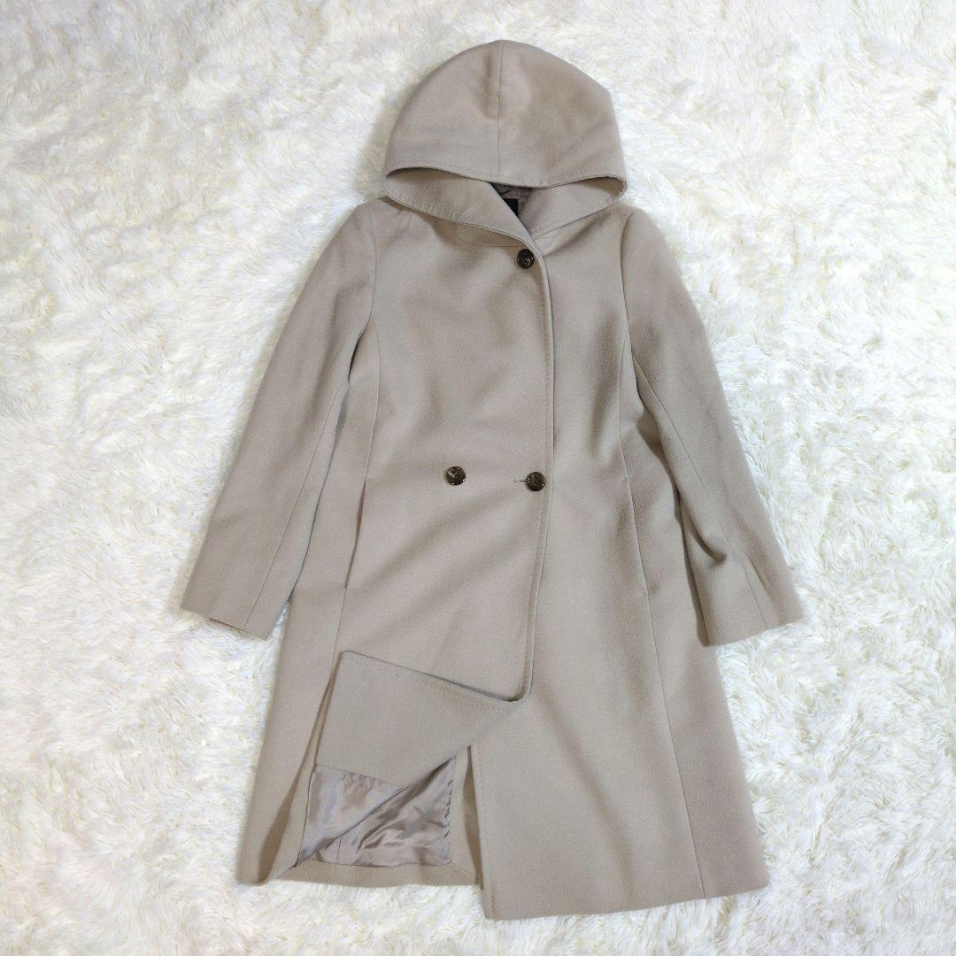 23区　ウールアンゴラビーバー　フーデットコート　羊毛　フード　ロングコート