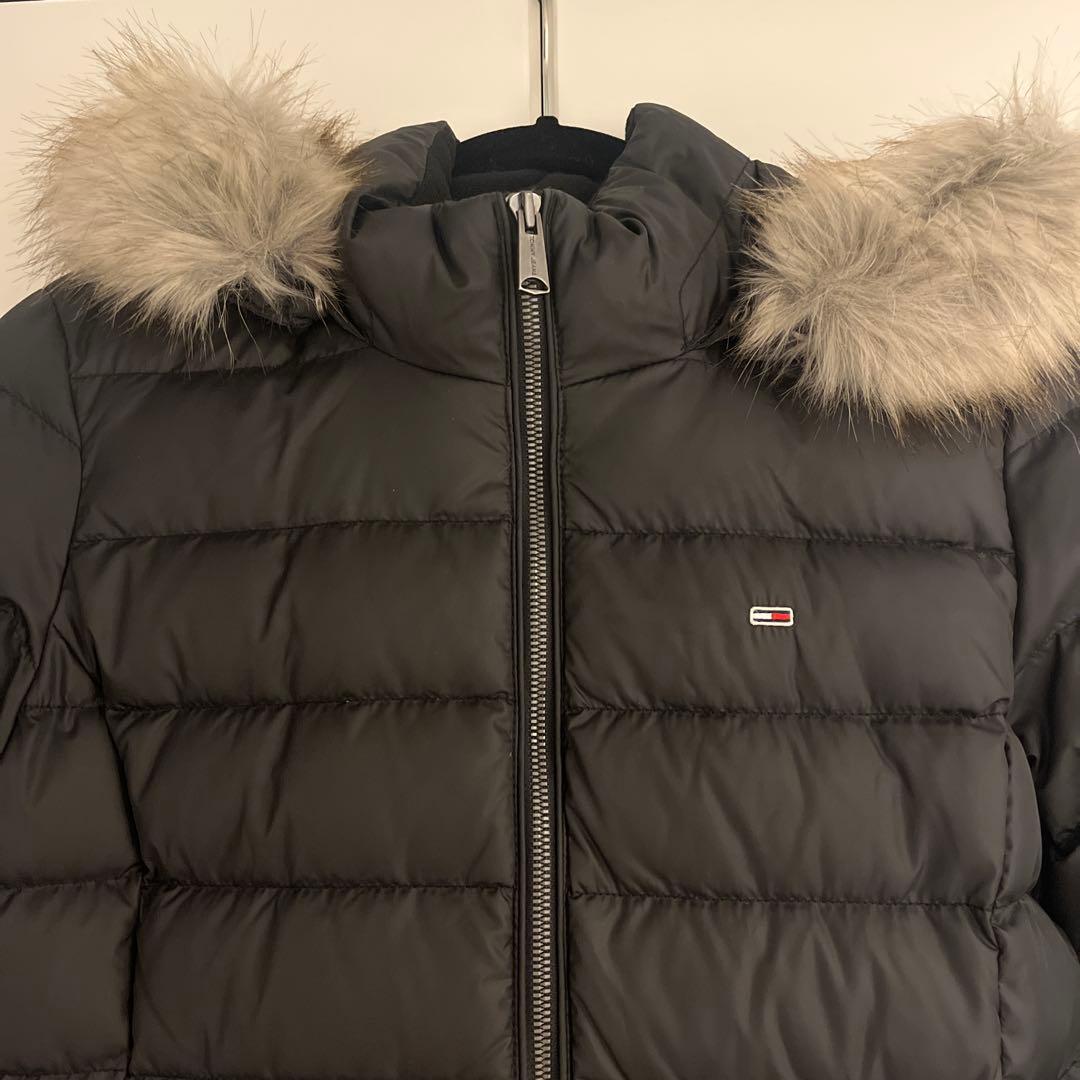 フード付きロングダウンジャケット 黒