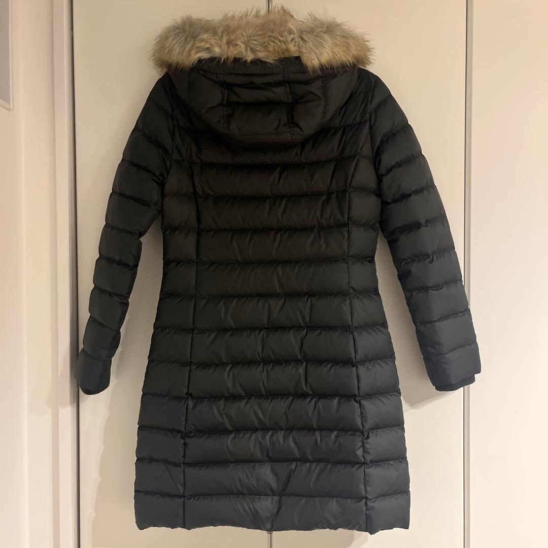 フード付きロングダウンジャケット 黒