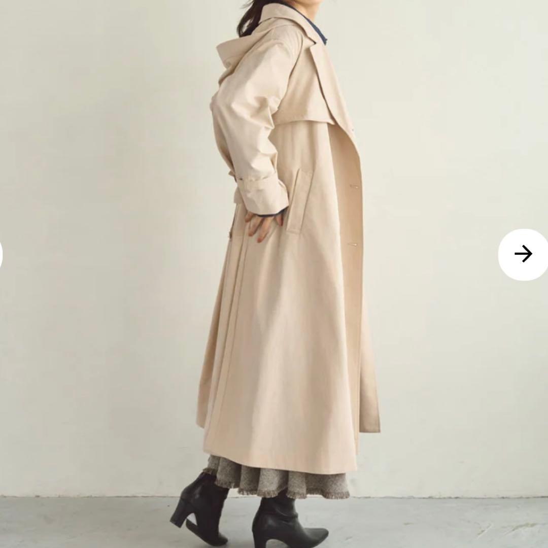 【COHINA コヒナ】フード付きライトトレンチフレアコート regular