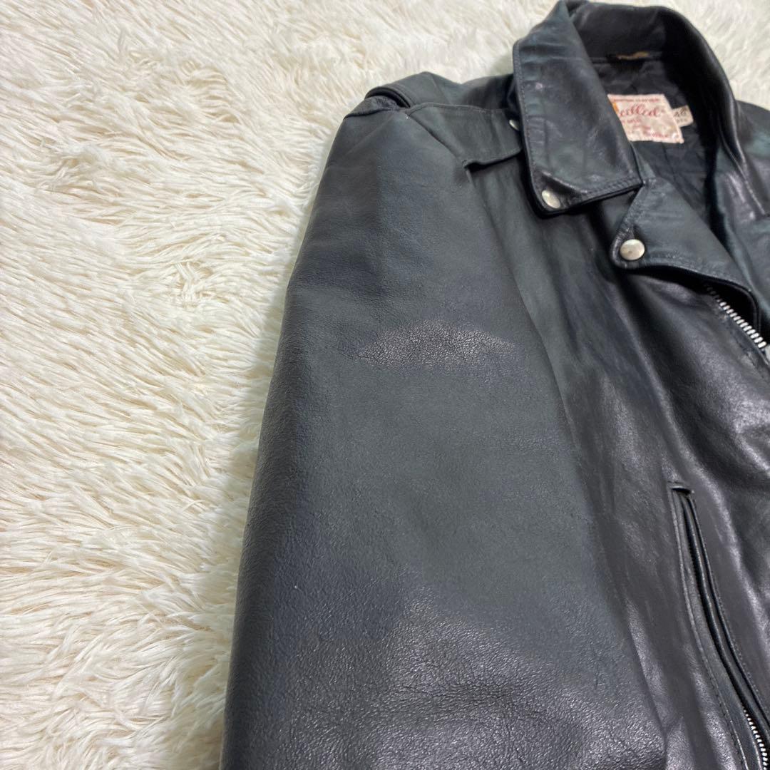 【USA製】Excelled ダブル ライダースジャケット 本革 46 黒 希少
