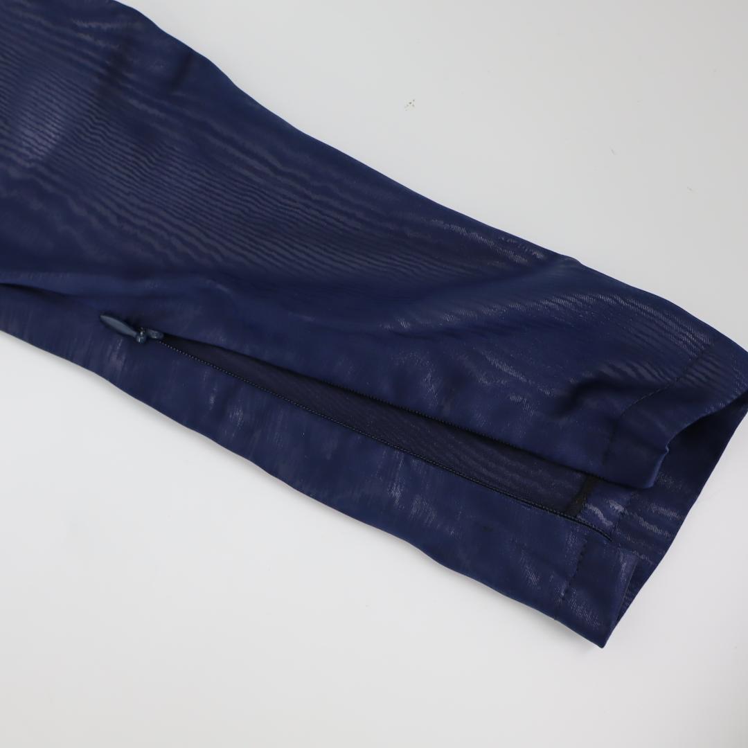 【美品 フラメンコ衣装】光沢ネイビー×柄 ブラウス バタデコーラ ファルダ