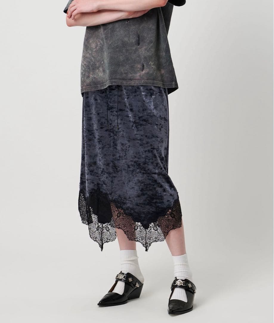 ASTRAET＞ベロア/レース イレギュラーヘムスカ