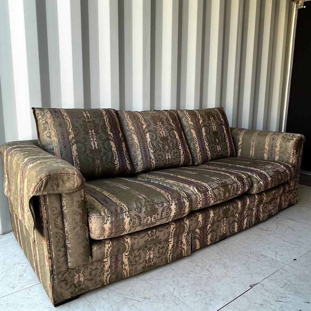 取付無料！マルニ地中海ロイヤル ロベール 高級グリーンファブリック3Pソファ✨