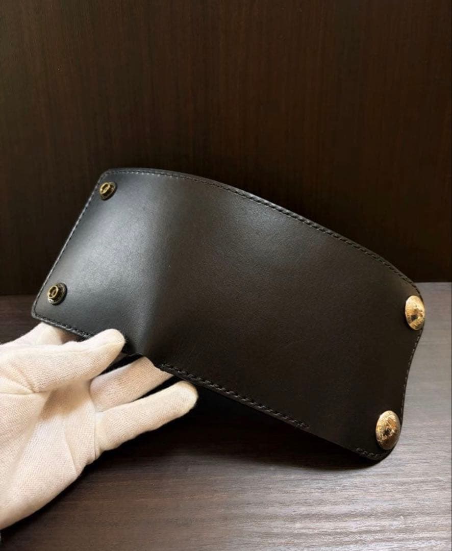 牛ヌメ革　ハンドメイド　折り財布　栃木レザー（サドルレザー）メンズ　ライダース