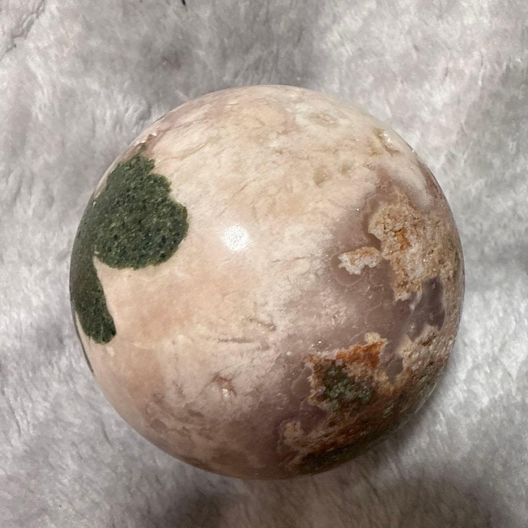 ピンクアメジスト 瑪瑙共生 ジオード スフィア 花付き 母岩あり