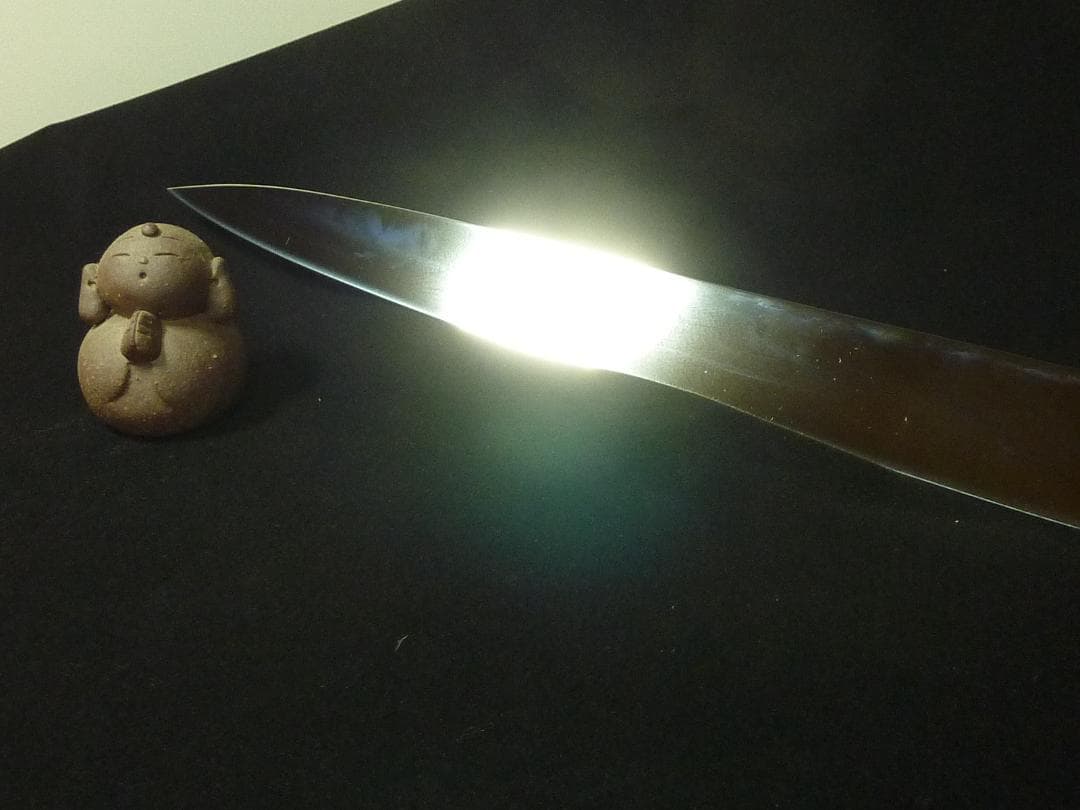 270mm　刃渡り約260mm　9寸　柳刃包丁　人工象牙　黒三本巻　八角柄