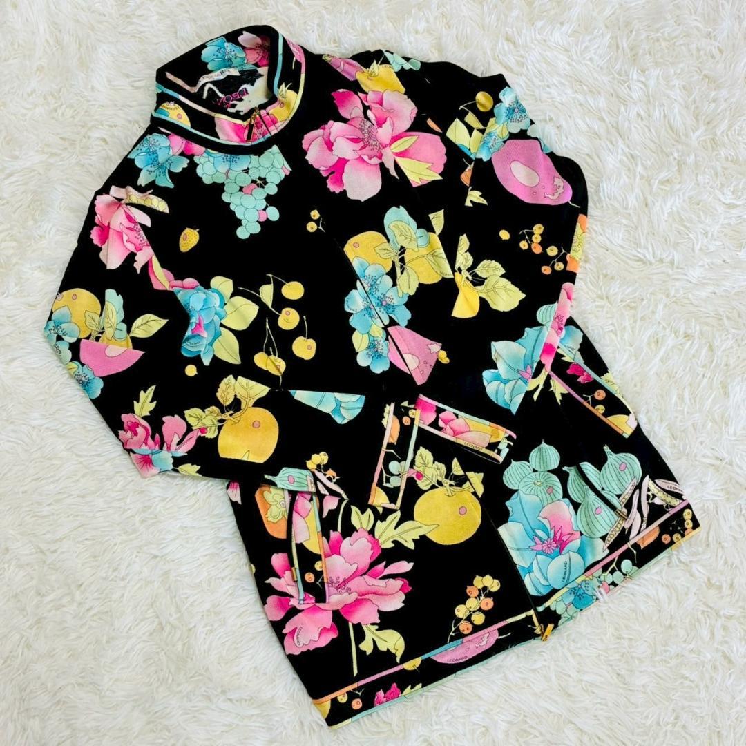 美品 LEONARD SPORT フラワープリント ハイネック 上品 オシャレ