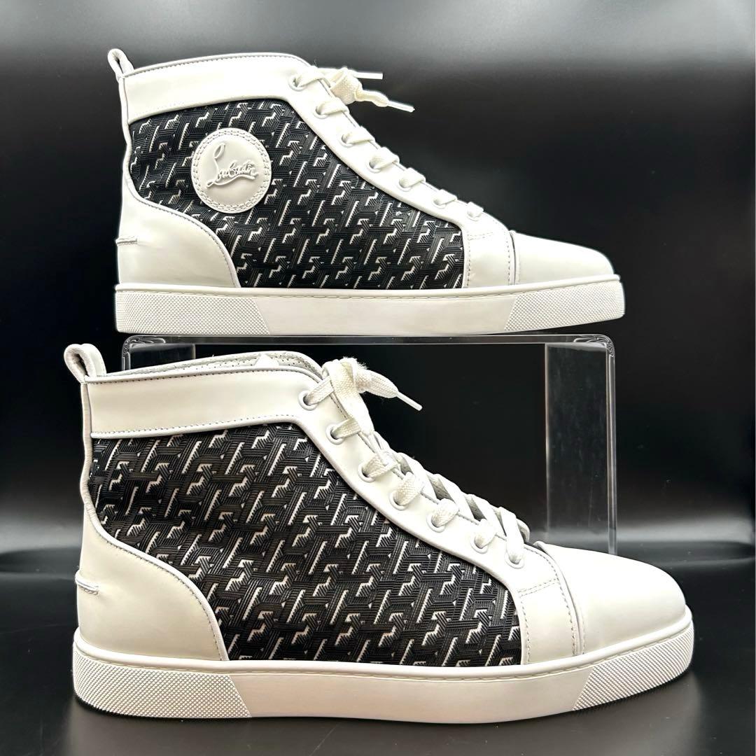 【美品】クリスチャンルブタン ハイカットスニーカー メンズ レザー 白 26.5