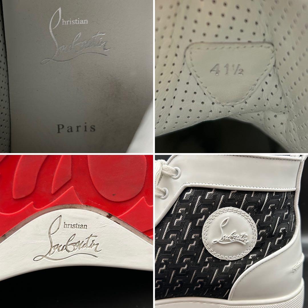 【美品】クリスチャンルブタン ハイカットスニーカー メンズ レザー 白 26.5