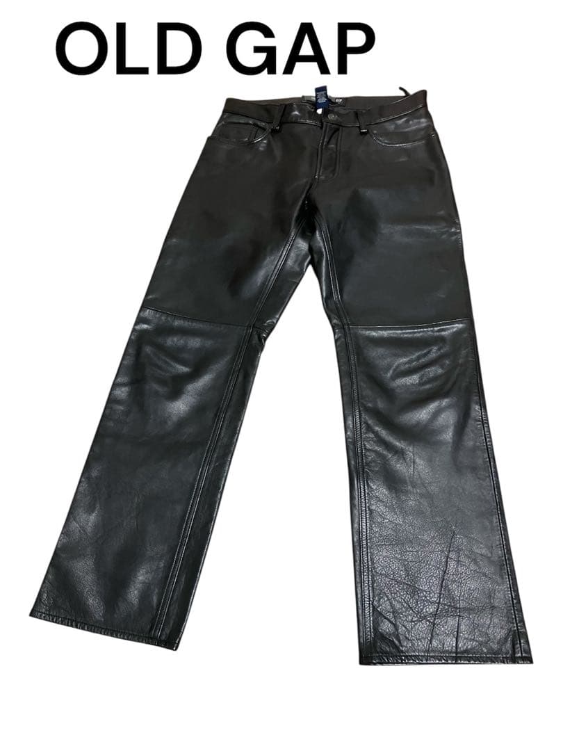 美品☆OLD GAPオールドギャップstraight fit レザーパンツW31