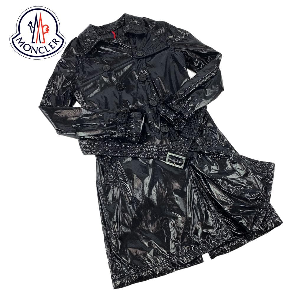 ★極美品★モンクレール ナイロン トレンチコート ロゴワッペン ベルト付き M