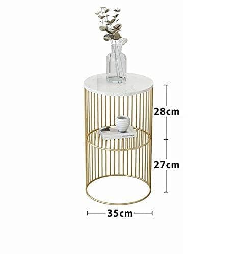 ゴールドフレーム グジュアリー大理石テーブル 2層収納