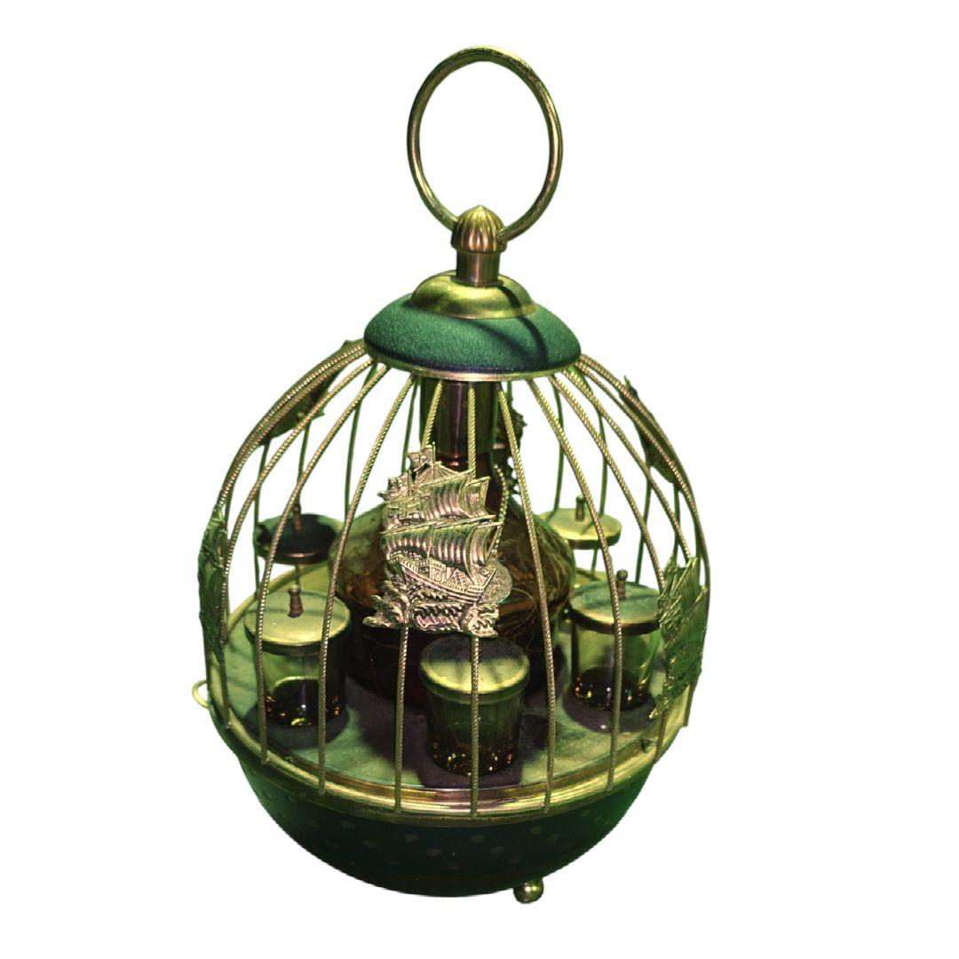 昭和レトロ 鳥かご型ウイスキー　ボトルスタンド　ショットグラス６Pホルダー