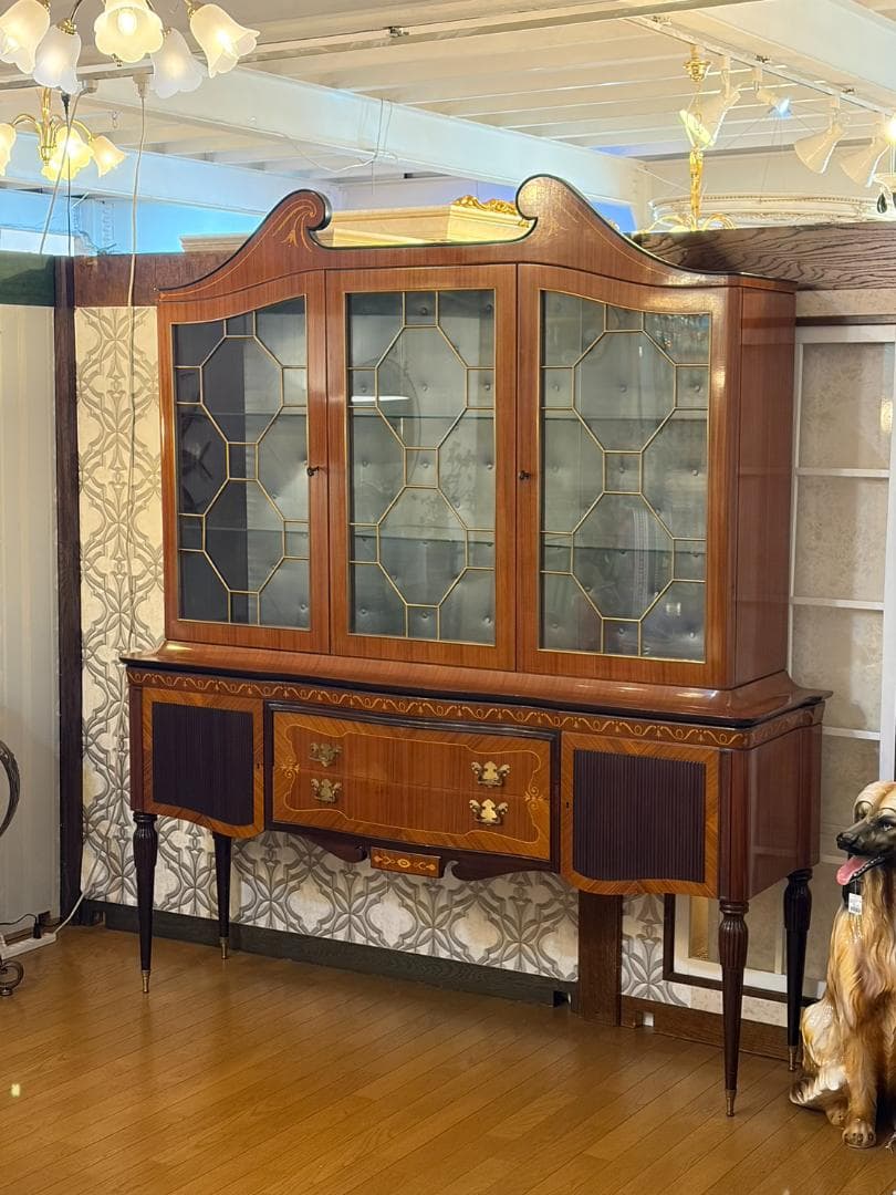 イタリア 象嵌 ブックケース 飾り棚 キャビネット W182cm カントゥ