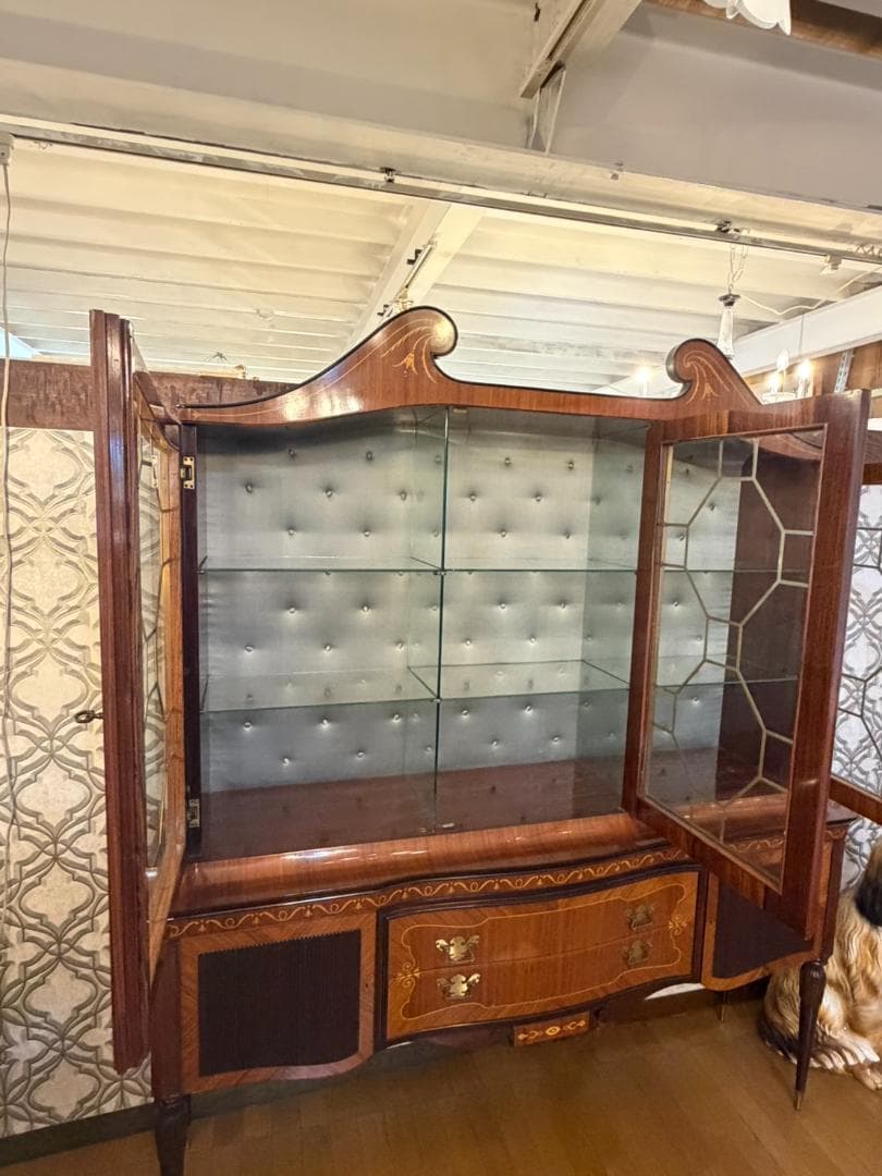 イタリア 象嵌 ブックケース 飾り棚 キャビネット W182cm カントゥ