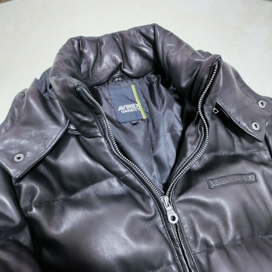 【値下げ交渉歓迎】 アヴィレックス AVIREX レザーダウンジャケット 2XL